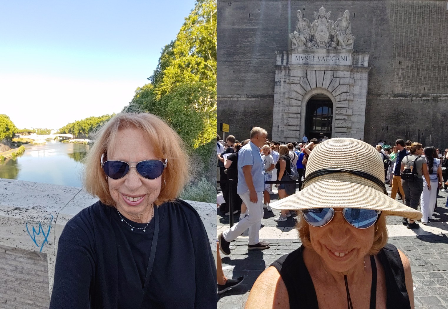 Two pictures of travel in Rome